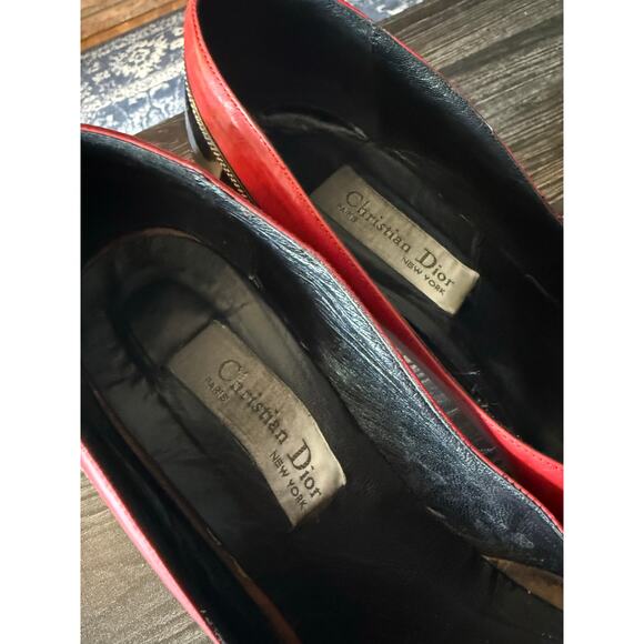 Vintage Christian Dior Tuxedo Ruby Red & Black Pumps Sz. 7.5 - Picture 8 of 11